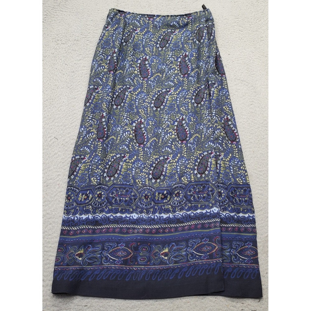Talbots Wrap Skirt Womens Petite‎ 6 Multi Paisley Rayon Classic Fit Back Zipper
